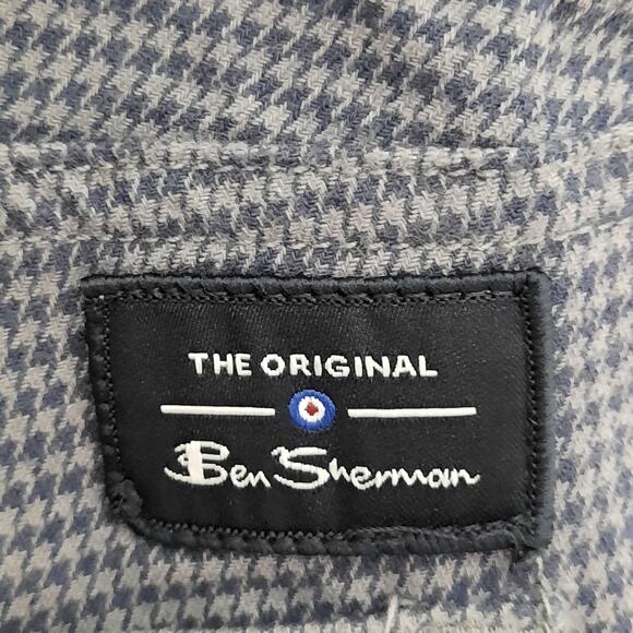 Ben Sherman Slim Fit Pants 30x30 Blue Houndstooth Stretch Mod Cotton Trousers - Picture 7 of 8